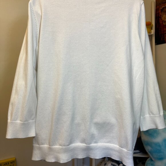 Talbots Pima Cotton 3/4 Sleeved White Cardigan Size 1X - Picture 2 of 5